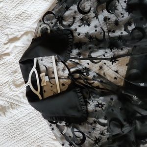 Unique Vintage Sheer Black Witchy Cape